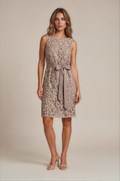 Tadashi Shoji Taupe Floral Lace Sheath Dress (Size 6)