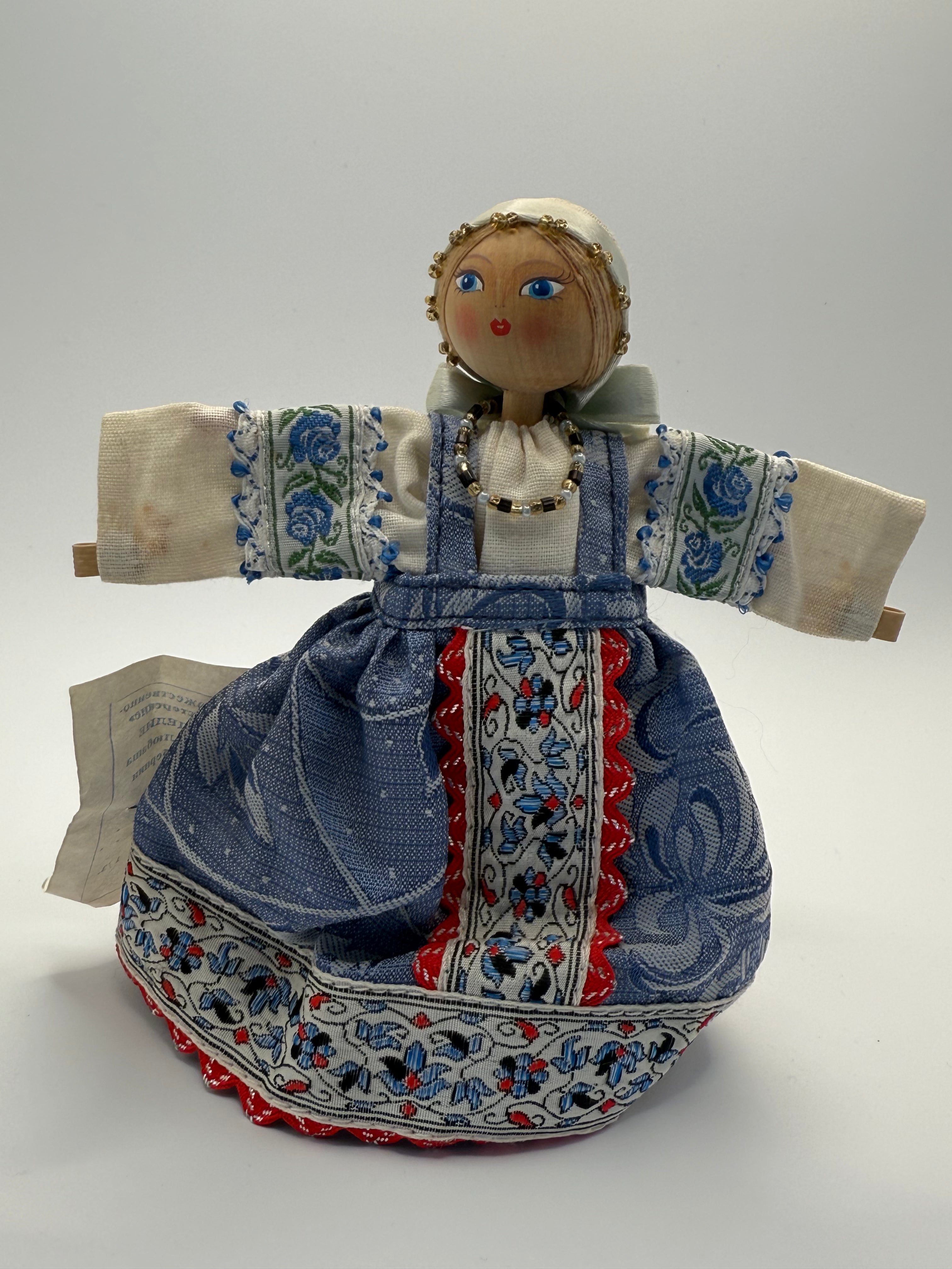 Handmade Russian Ethnographic Doll "Lyubasha" in Traditional Folk Dress - Natural Linen and Silk with Tag