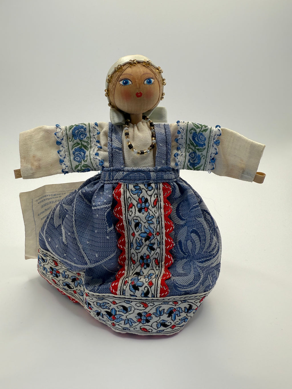 Handmade Russian Ethnographic Doll "Lyubasha" in Traditional Folk Dress - Natural Linen and Silk with Tag