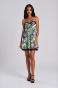 Aiden Mattox Designer Preloved 100% Silk Dress - Ethereal Sage & Violet Florals with Romantic Lace Trim (Size 8)